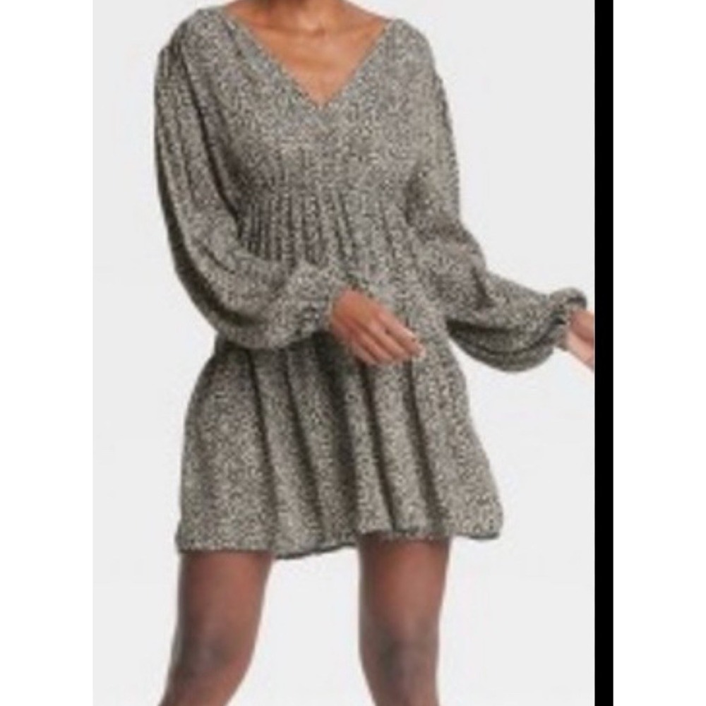 SALE - 3/$25 A New Day Women's Balloon Long Sleeve Mini Dress Leopard Size XS